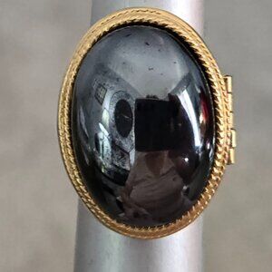 Vintage Avon Gold-tone Oval Hematite Perfume Ring